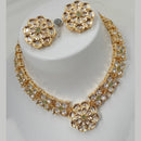 NAFJ Gold Plated Polki Kundan Stone Necklace Set
