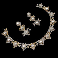 NAFJ Gold Plated Austrian Stone And Beads Necklace Set