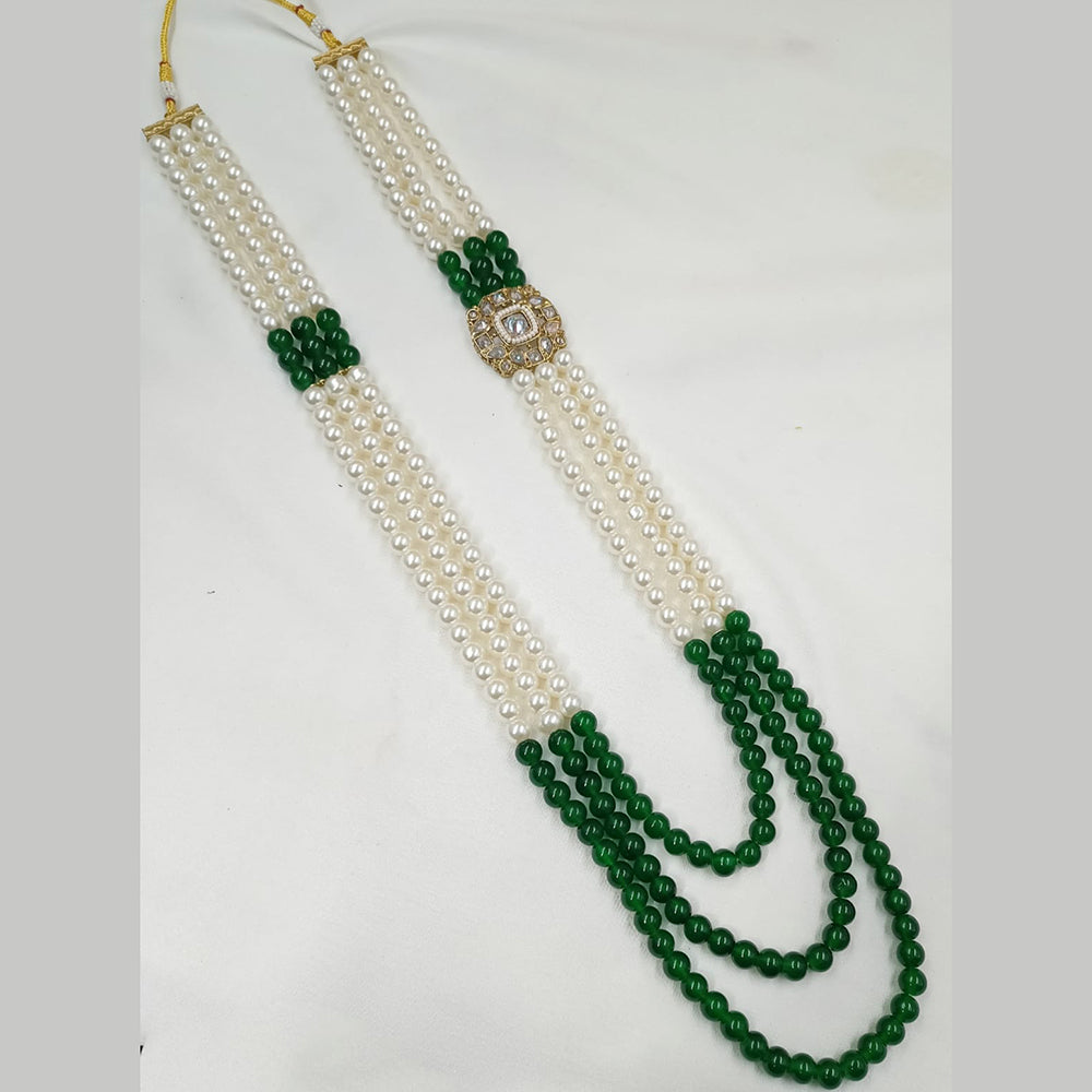 NAFJ Gold Plated Crystal Stone And Beads Long Necklace Set