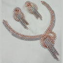 NAFJ Rose Gold Plated American Diamond Long Necklaces Set 
Set