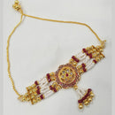NAFJ Gold Plated Crystal Stone And Pearl Meenakari Adjustable Bracelet