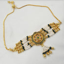 NAFJ Gold Plated Crystal Stone And Pearl Meenakari Adjustable Bracelet