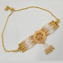 NAFJ Gold Plated Crystal Stone And Pearl Meenakari Adjustable Bracelet