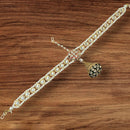 NAFJ Gold Plated Kundan Stone And PearlsMeenakari  Damini Maangtikka