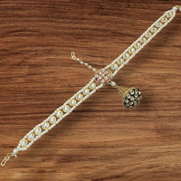 NAFJ Gold Plated Kundan Stone And PearlsMeenakari  Damini Maangtikka