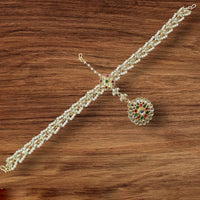 NAFJ Gold Plated Kundan Stone And Pearls Damini Maangtikka