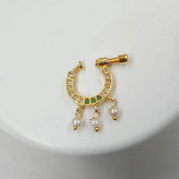 NAFJ Gold Plated Austrian Stone Nose Ring