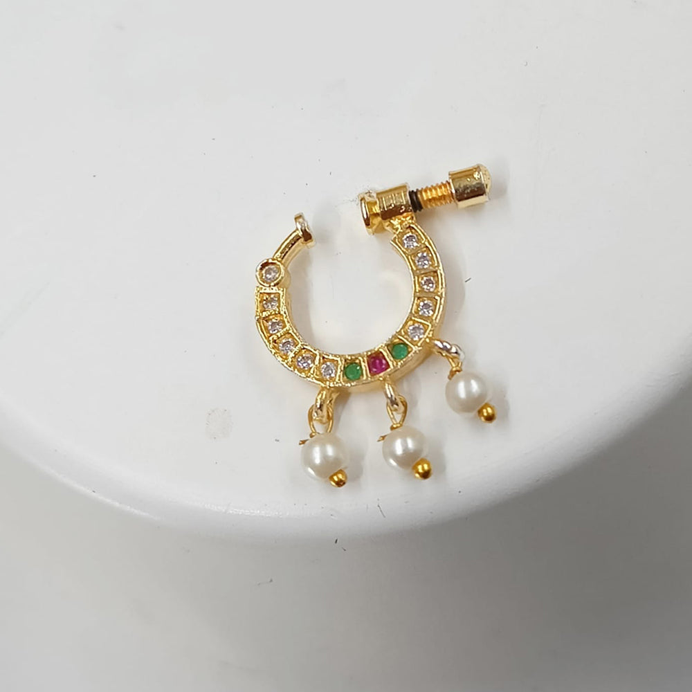 NAFJ Gold Plated Austrian Stone Nose Ring