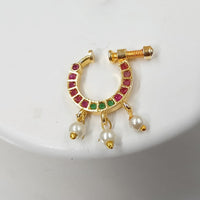 NAFJ Gold Plated Austrian Stone Nose Ring