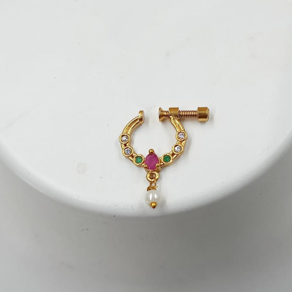 NAFJ Gold Plated Austrian Stone Nose Ring
