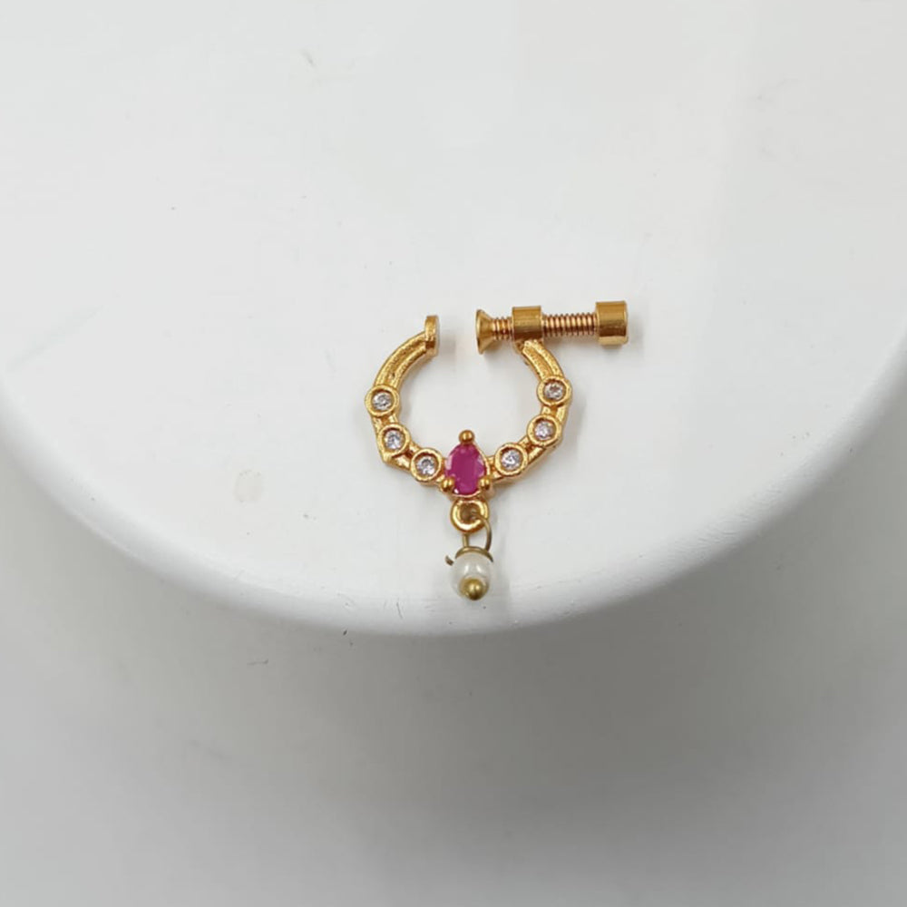 NAFJ Gold Plated Austrian Stone Nose Ring