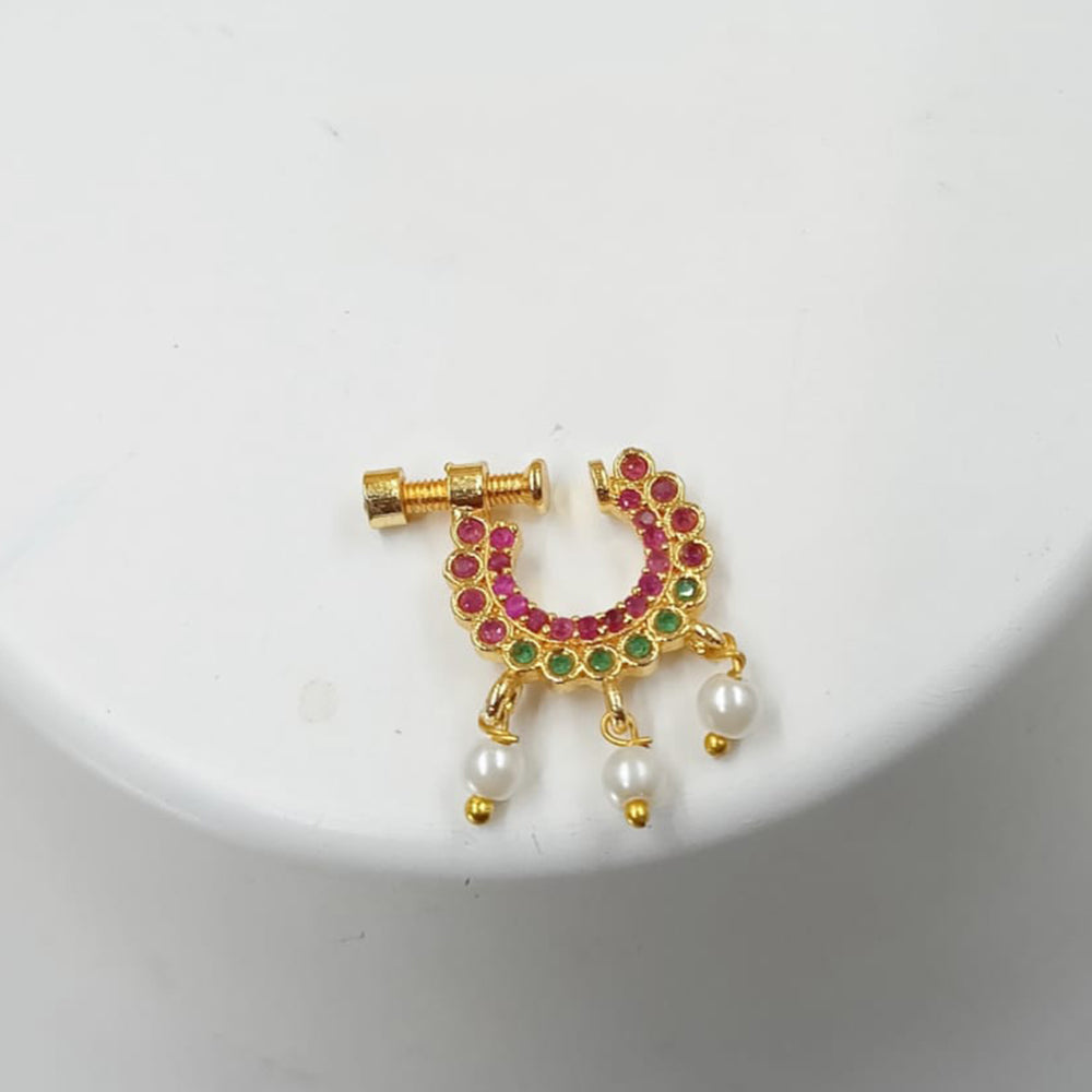 NAFJ Gold Plated Austrian Stone Nose Ring