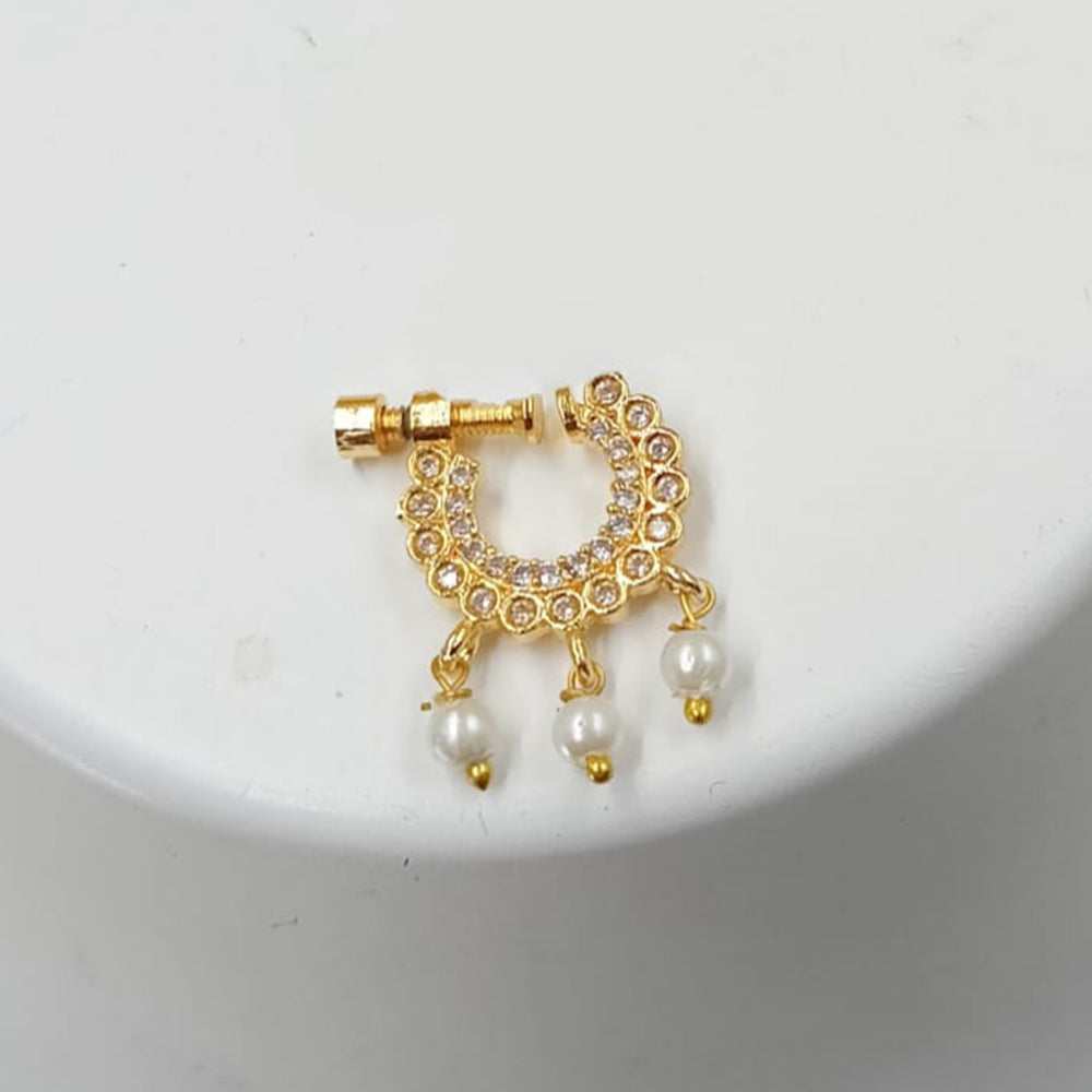 NAFJ Gold Plated Austrian Stone Nose Ring