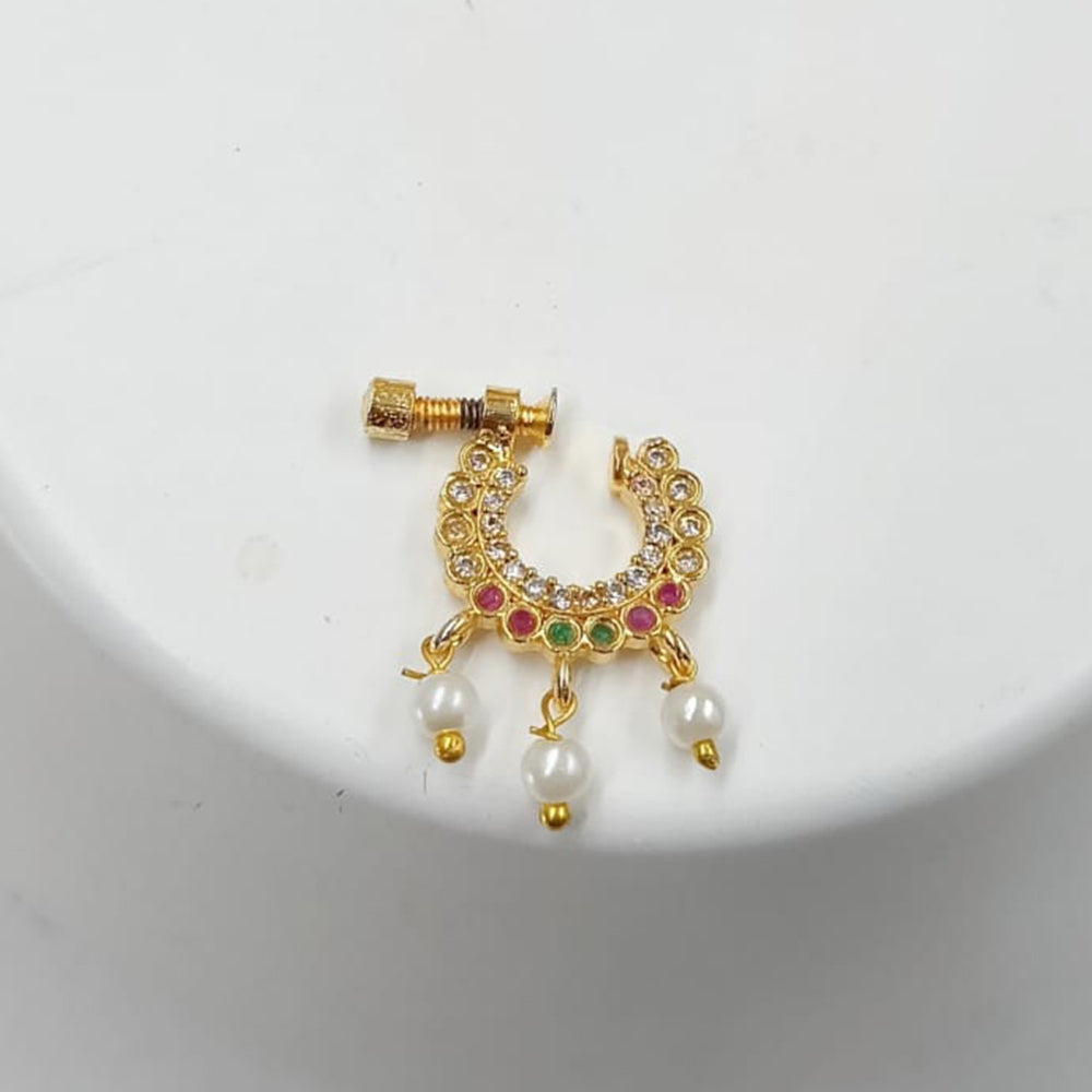 NAFJ Gold Plated Austrian Stone Nose Ring
