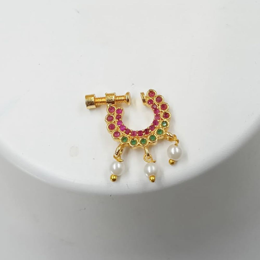 NAFJ Gold Plated Austrian Stone Nose Ring