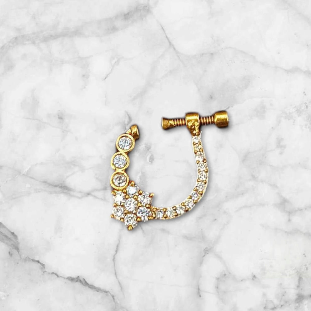 NAFJ Gold Plated Austrian Stone Nose Ring