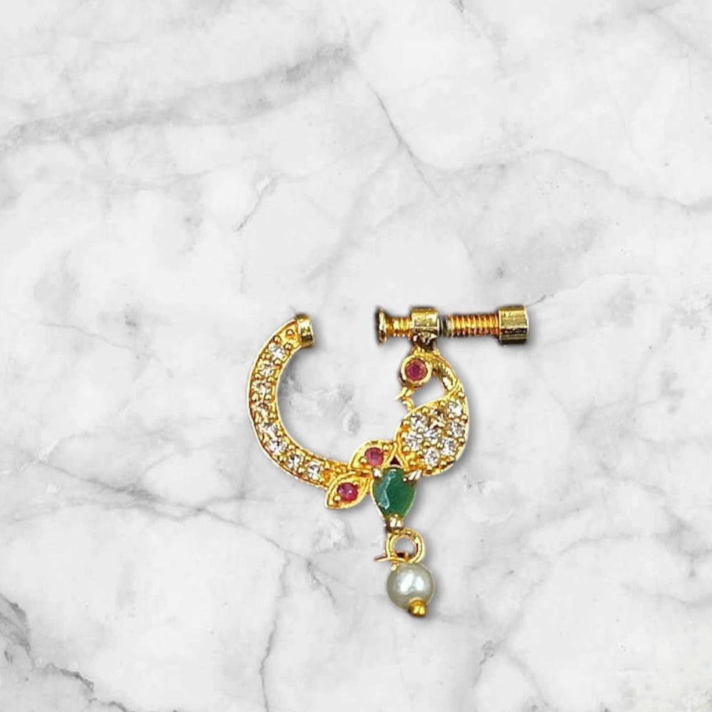 NAFJ Gold Plated Austrian Stone Nose Ring