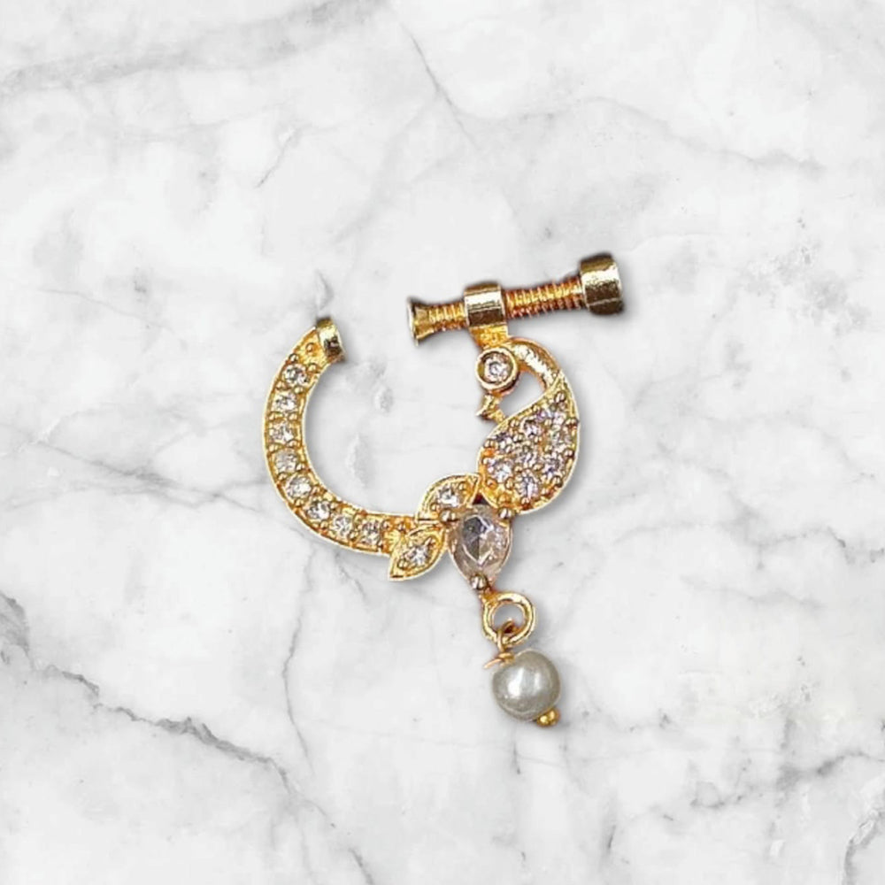 NAFJ Gold Plated Austrian Stone Nose Ring