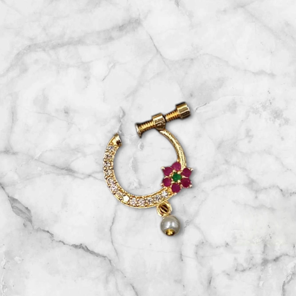NAFJ Gold Plated Austrian Stone Nose Ring