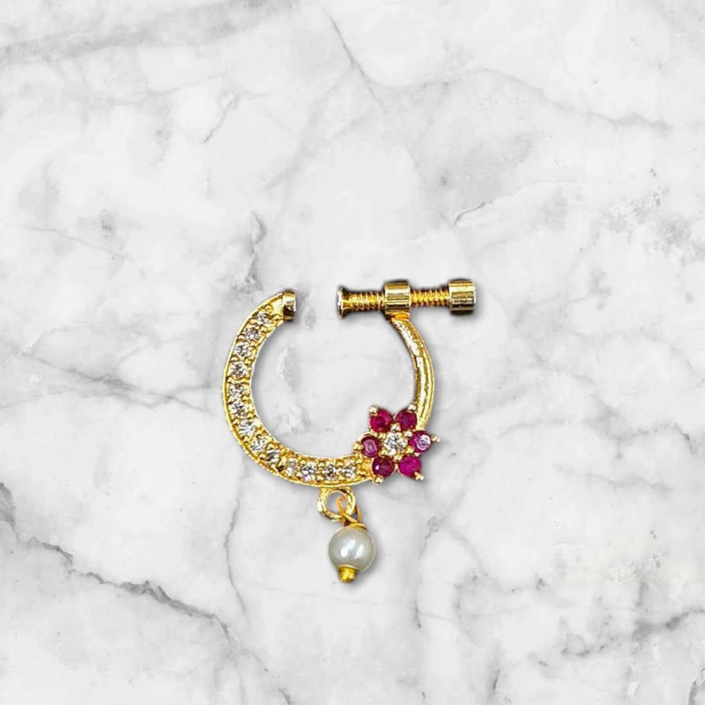 NAFJ Gold Plated Austrian Stone Nose Ring
