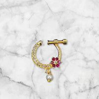 NAFJ Gold Plated Austrian Stone Nose Ring