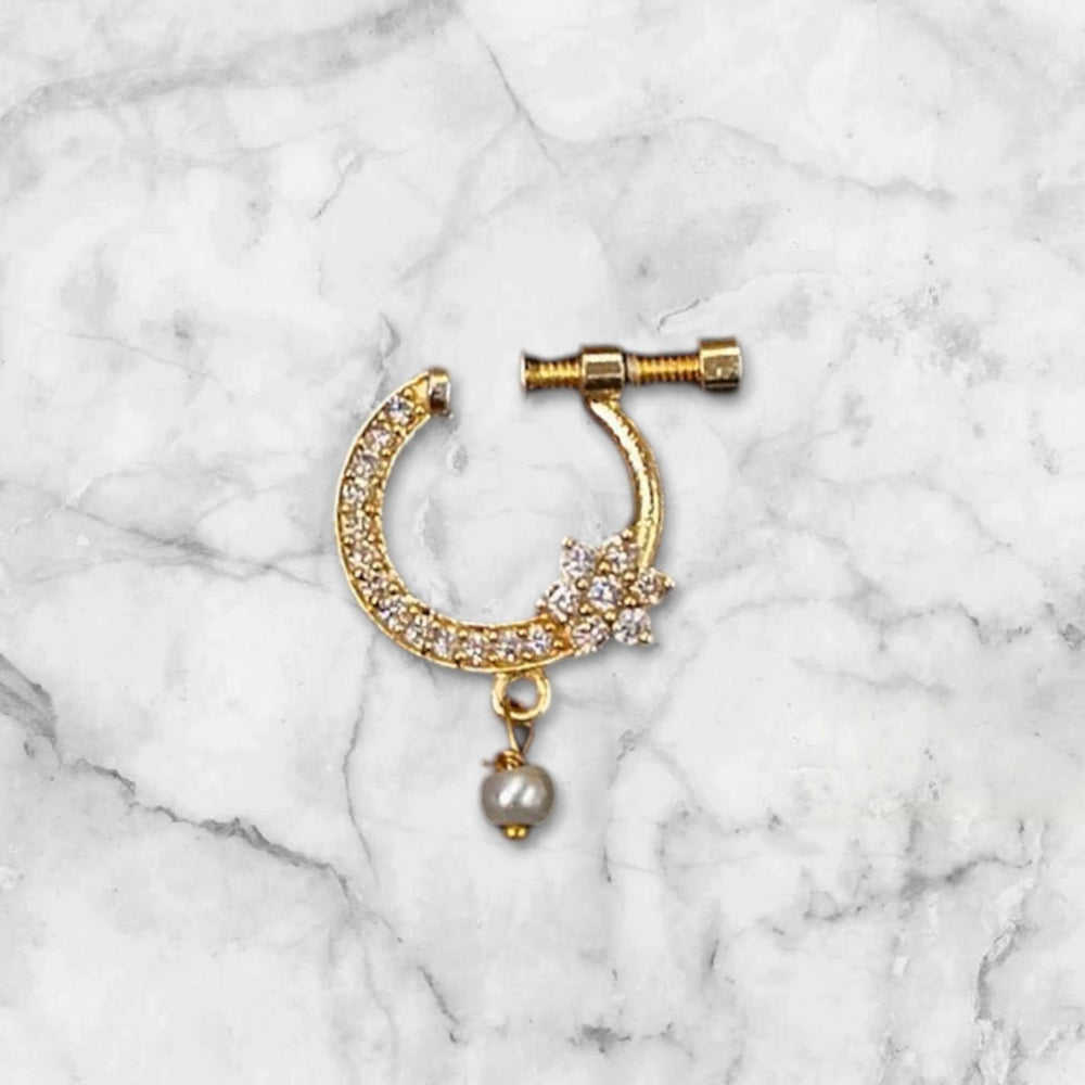 NAFJ Gold Plated Austrian Stone Nose Ring