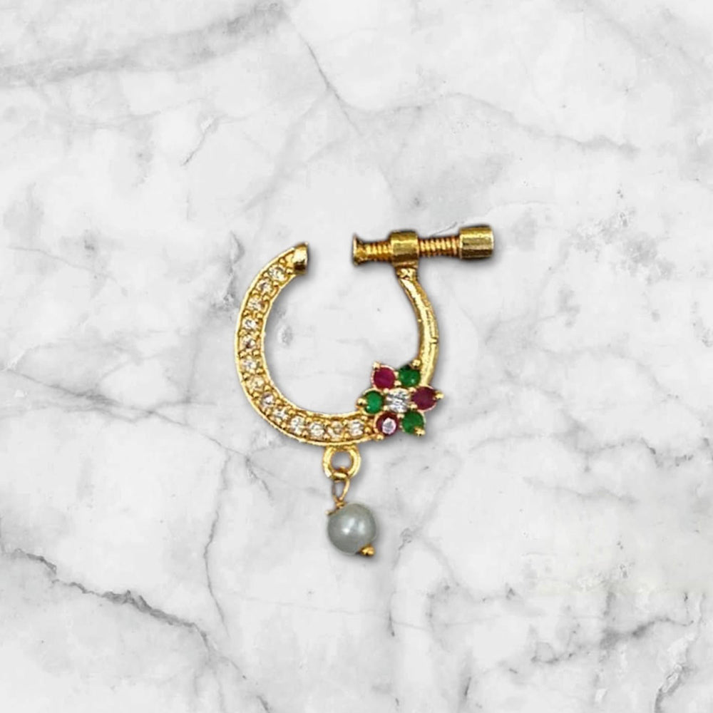NAFJ Gold Plated Austrian Stone Nose Ring