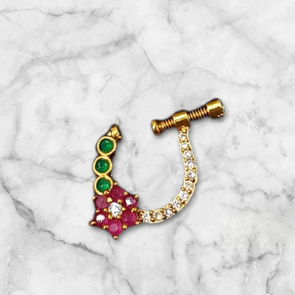 NAFJ Gold Plated Austrian Stone Nose Ring