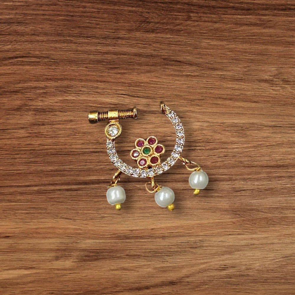 NAFJ Gold Plated Austrian Stone Nose Ring