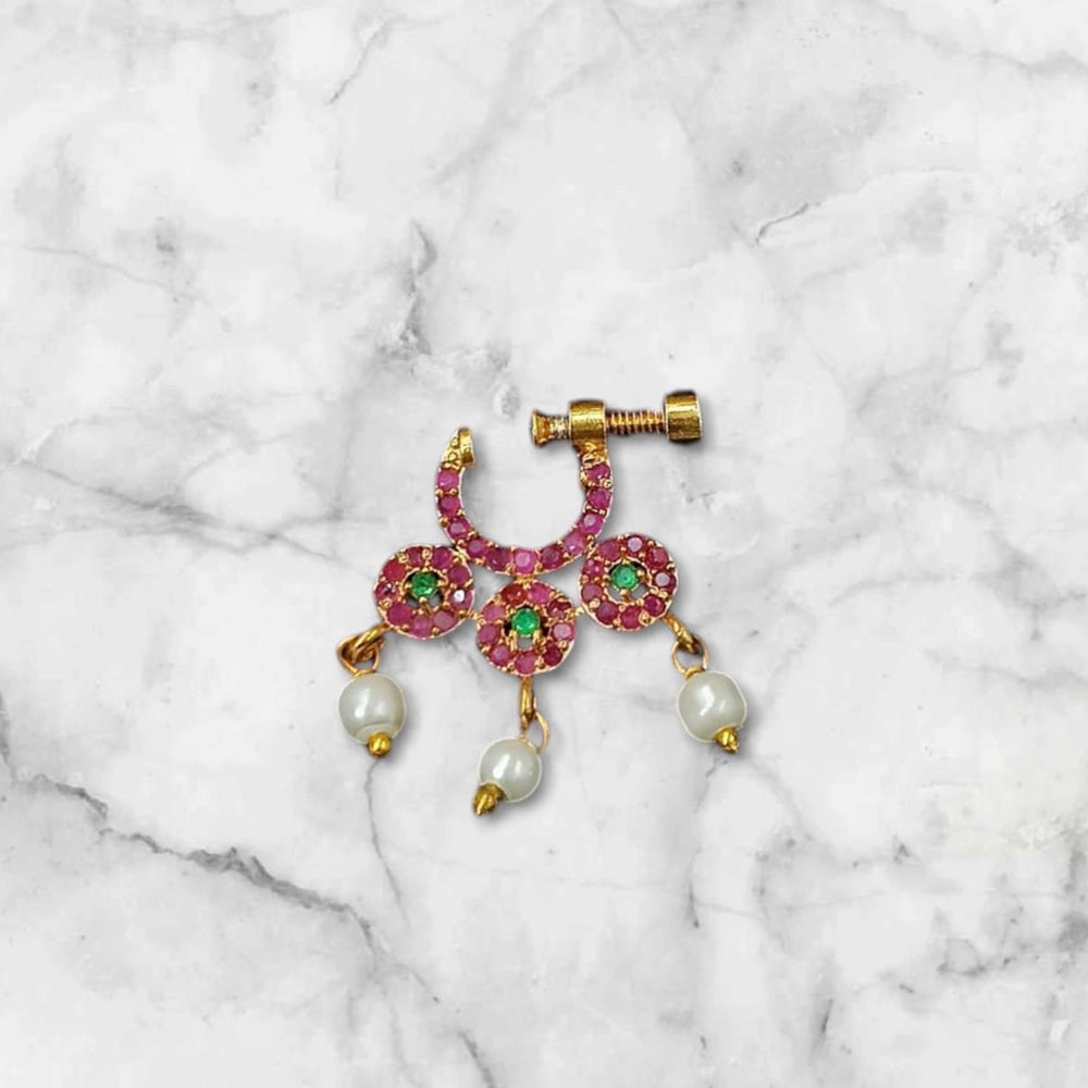 NAFJ Gold Plated Austrian Stone Nose Ring