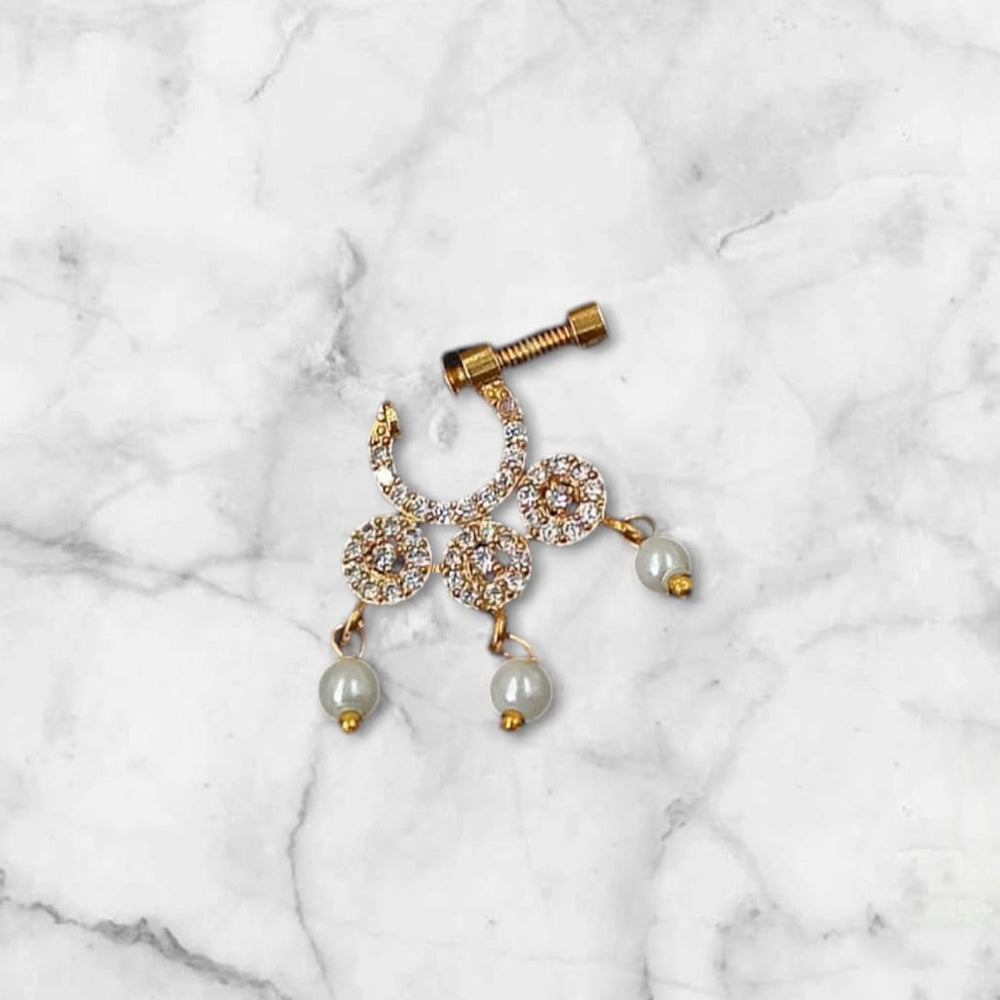 NAFJ Gold Plated Austrian Stone Nose Ring