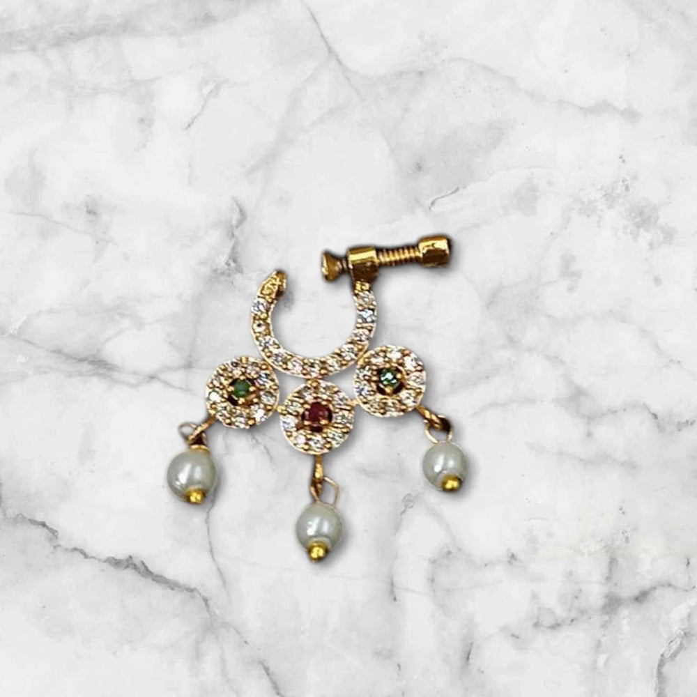NAFJ Gold Plated Austrian Stone Nose Ring