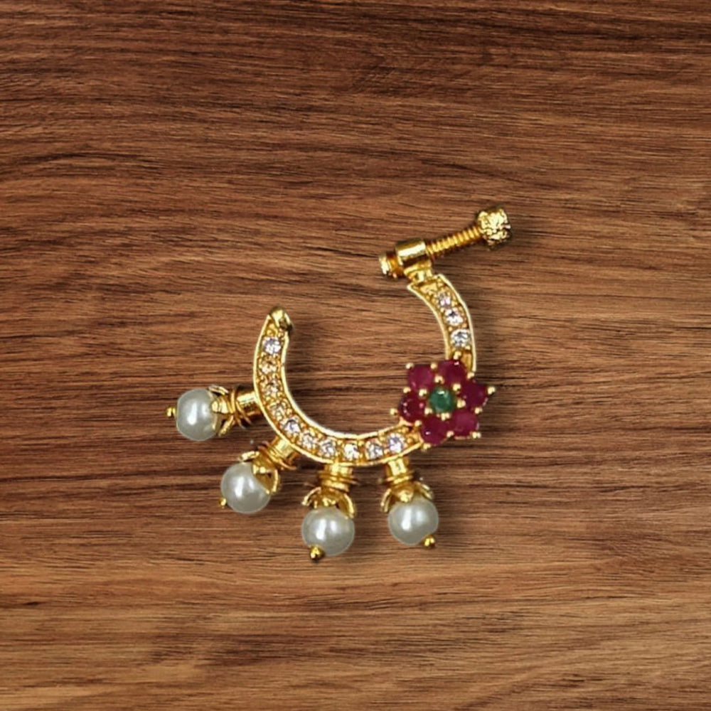 NAFJ Gold Plated Austrian Stone Nose Ring
