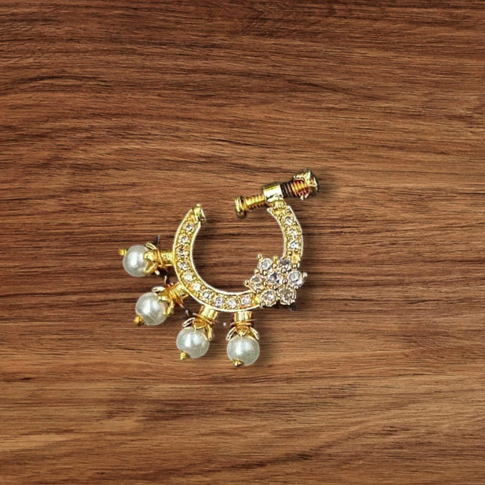 NAFJ Gold Plated Austrian Stone Nose Ring