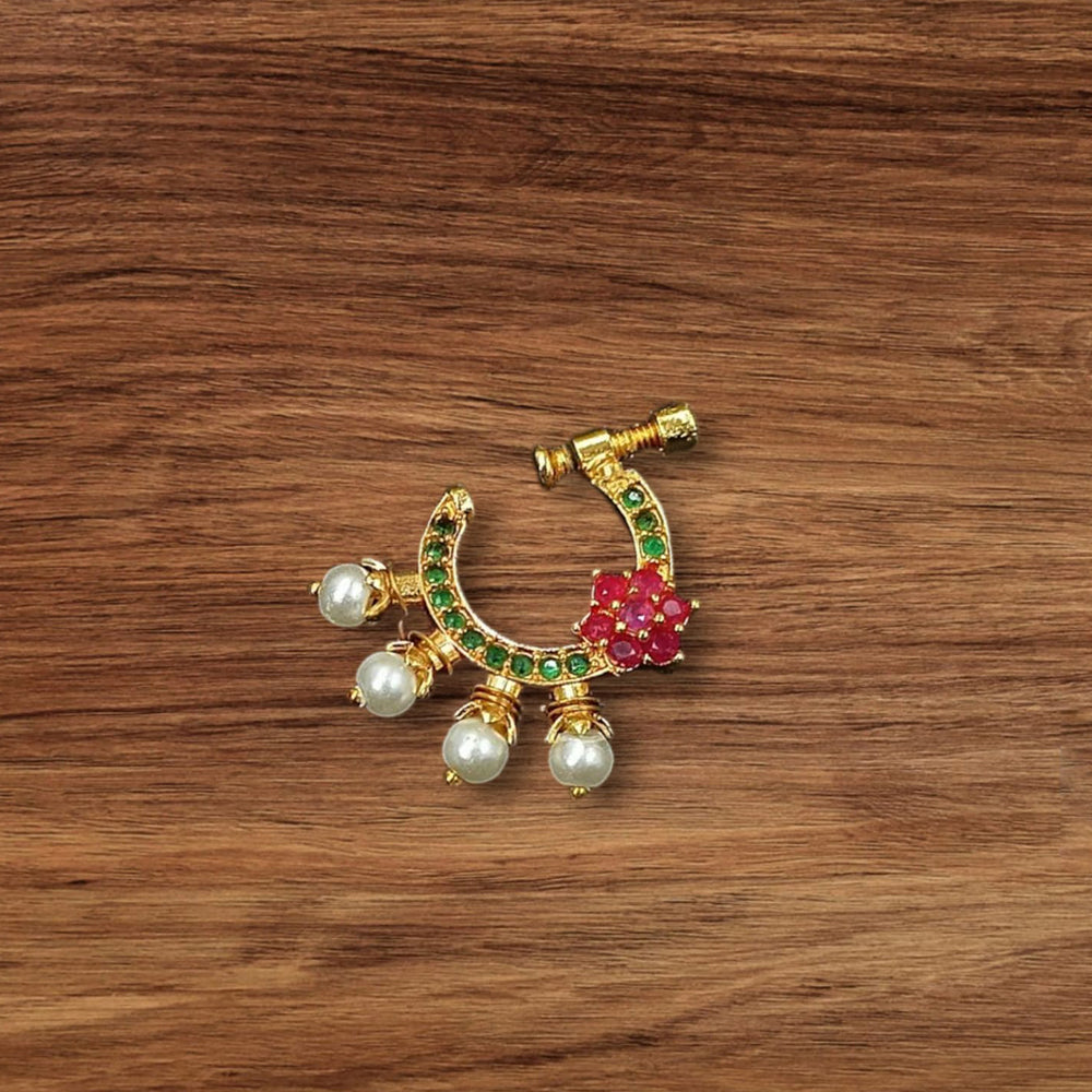 NAFJ Gold Plated Austrian Stone Nose Ring