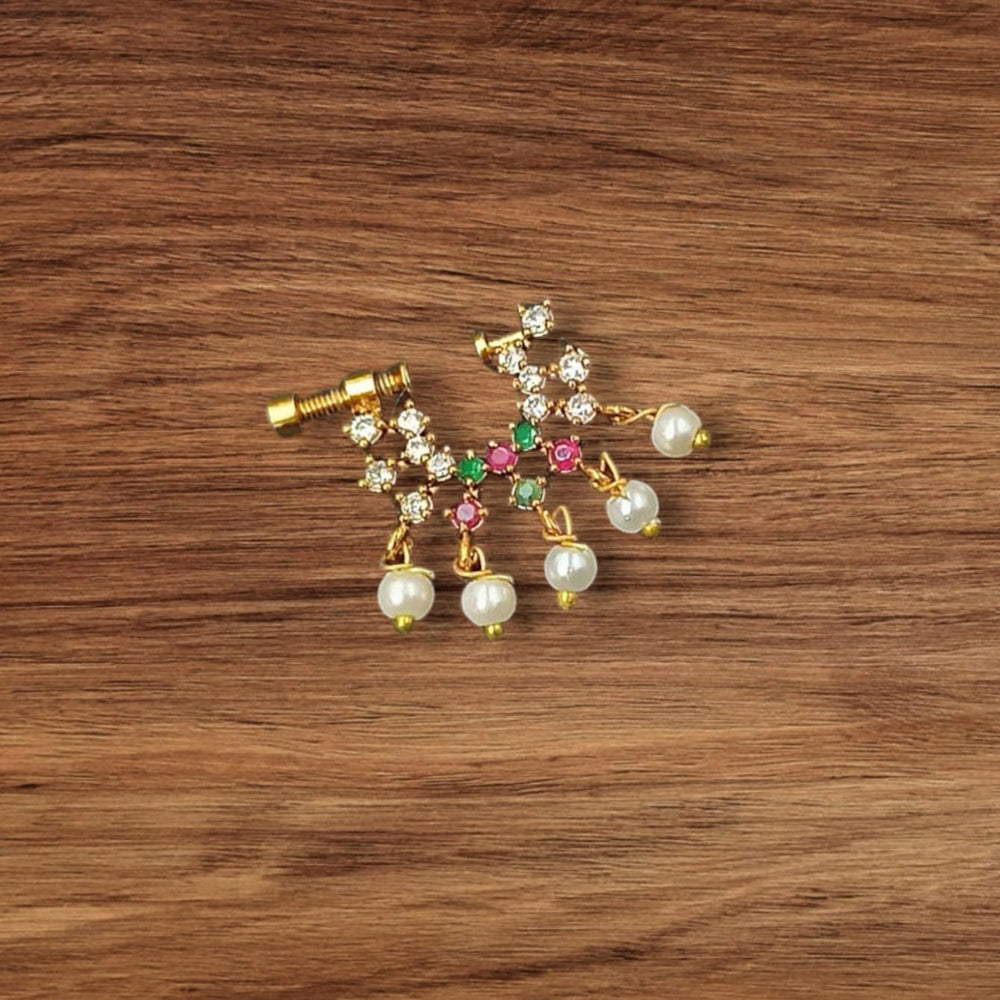 NAFJ Gold Plated Austrian Stone Nose Ring