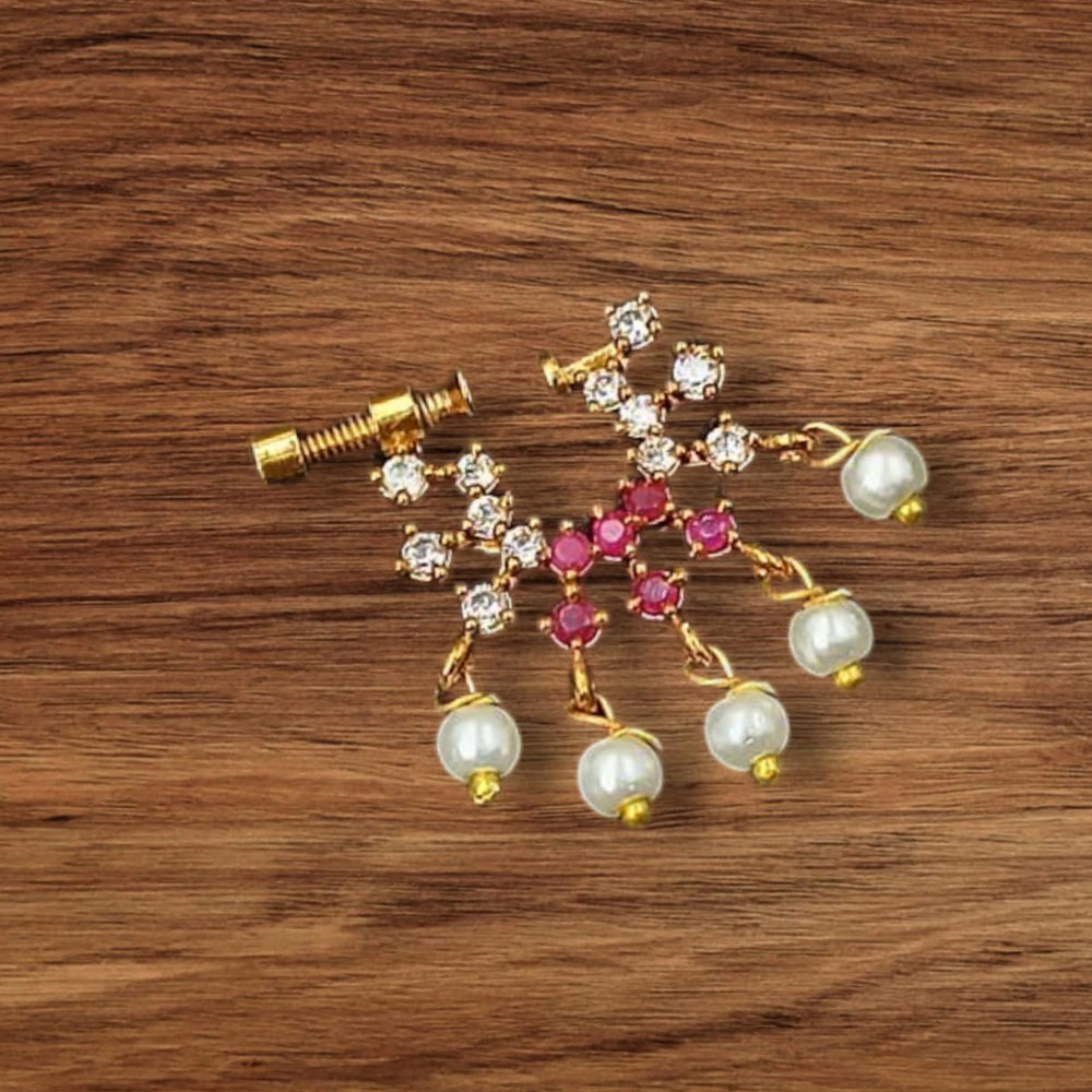 NAFJ Gold Plated Austrian Stone Nose Ring