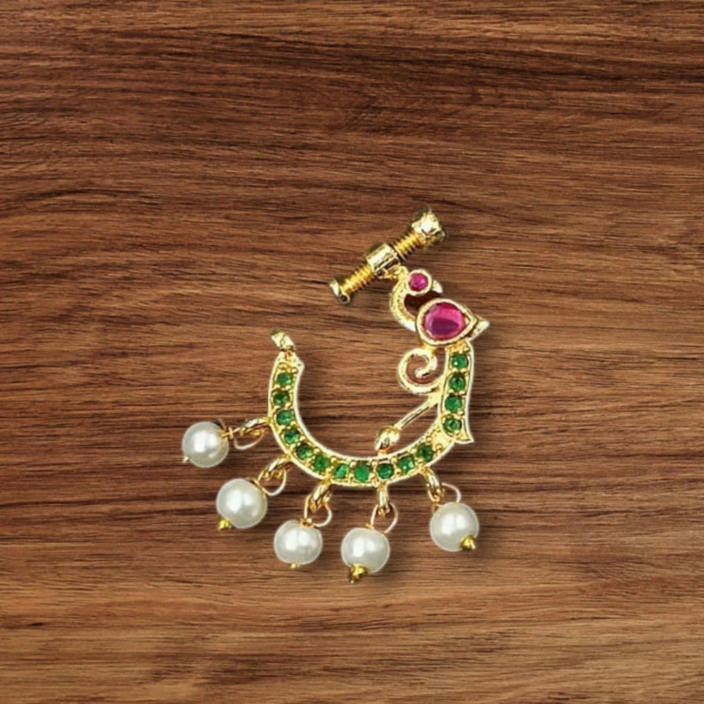NAFJ Gold Plated Austrian Stone Nose Ring
