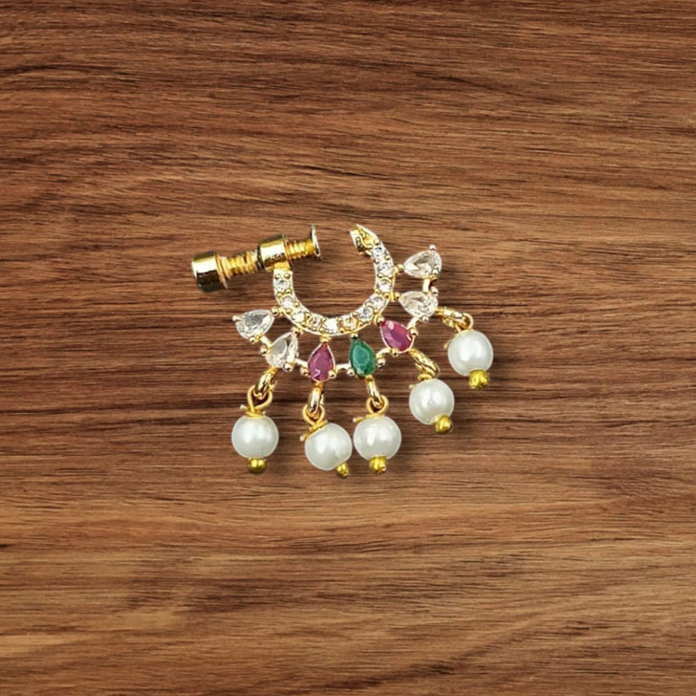 NAFJ Gold Plated Austrian Stone Nose Ring