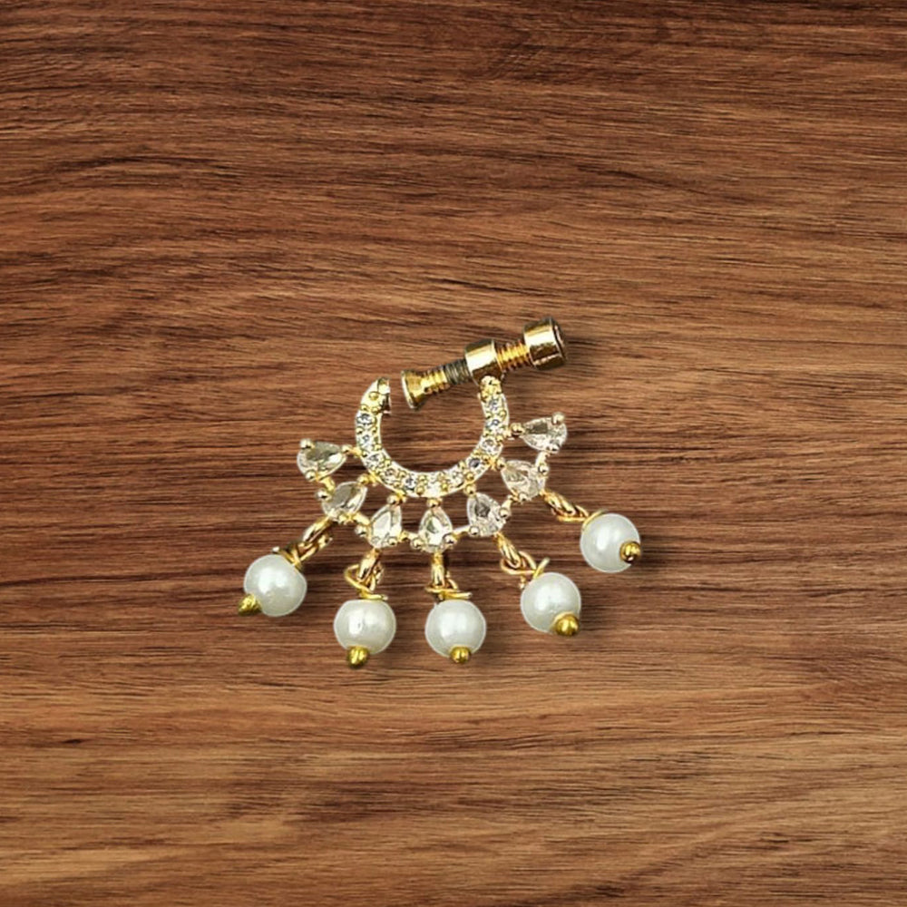 NAFJ Gold Plated Austrian Stone Nose Ring