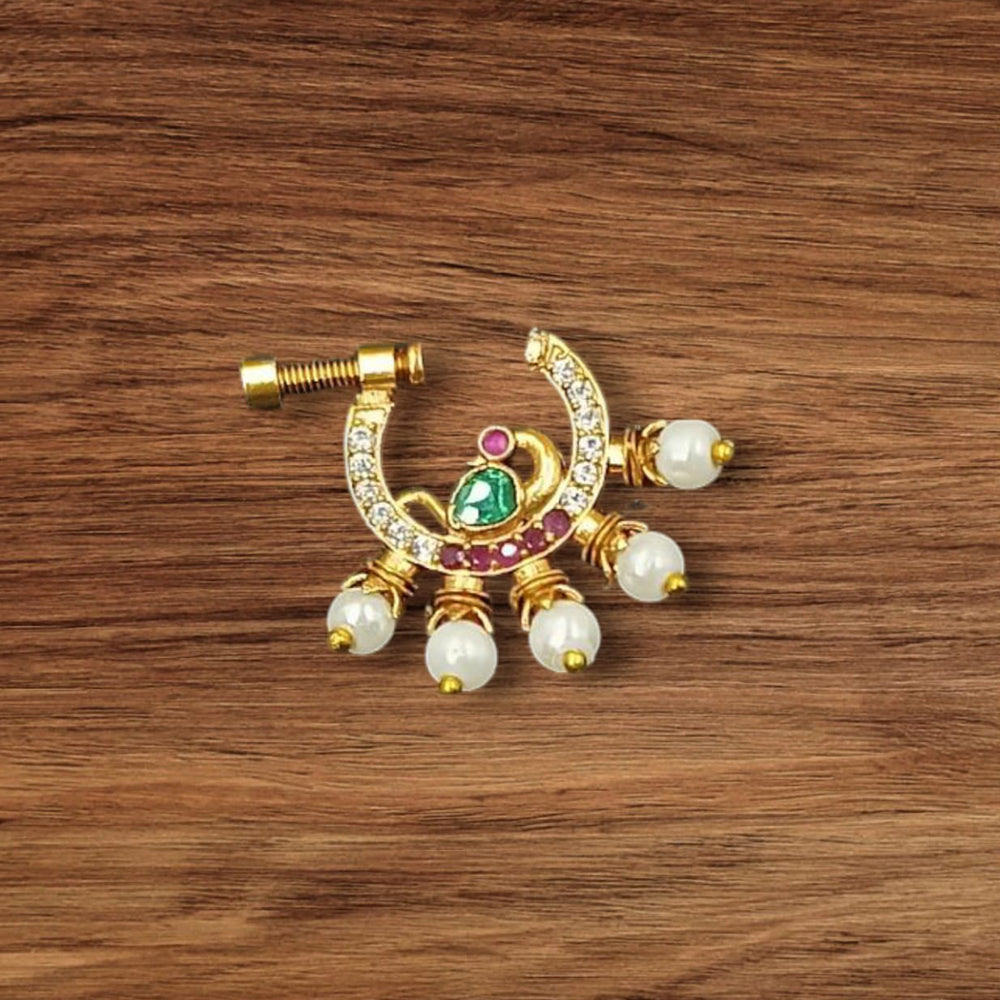 NAFJ Gold Plated Austrian Stone Nose Ring