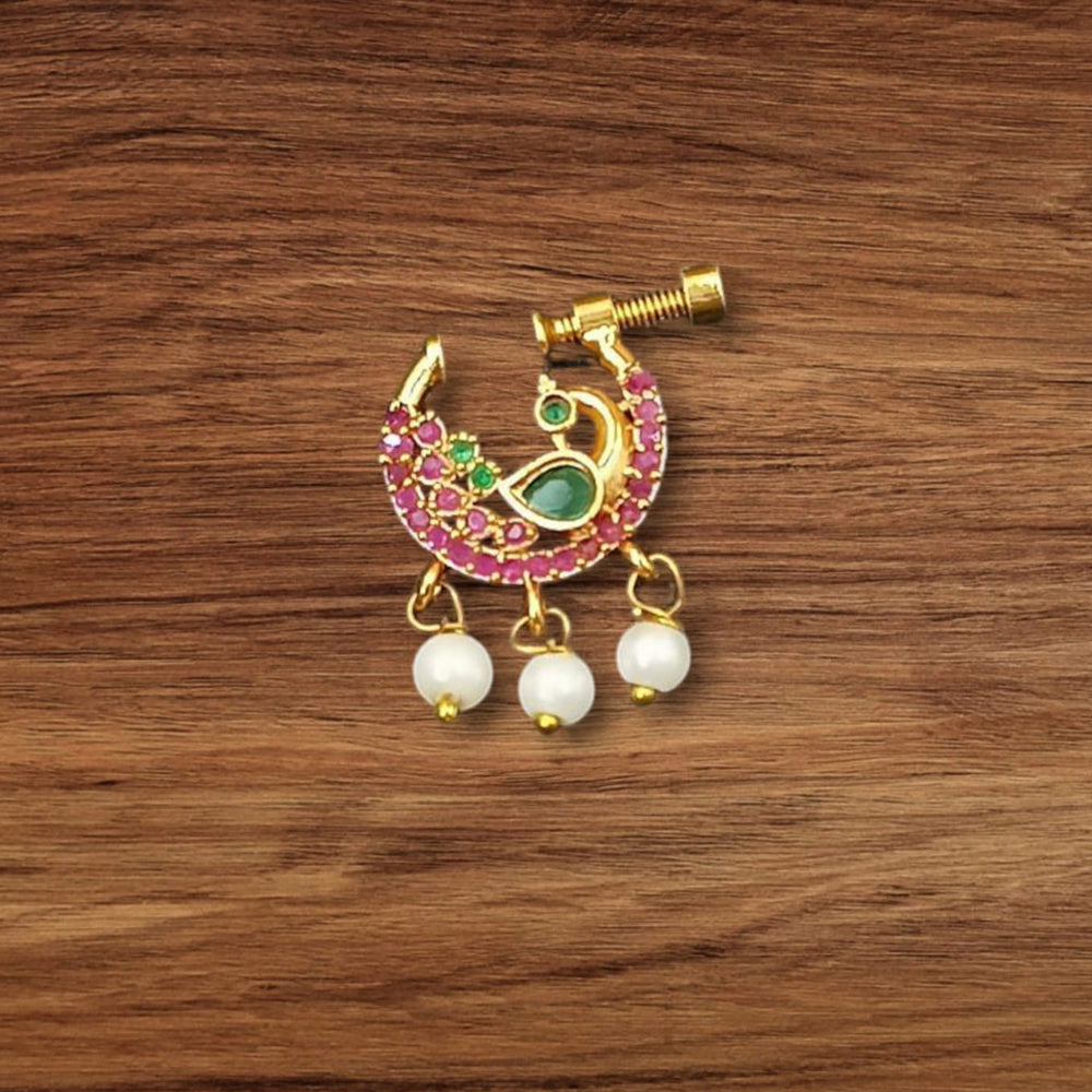 NAFJ Gold Plated Austrian Stone Nose Ring