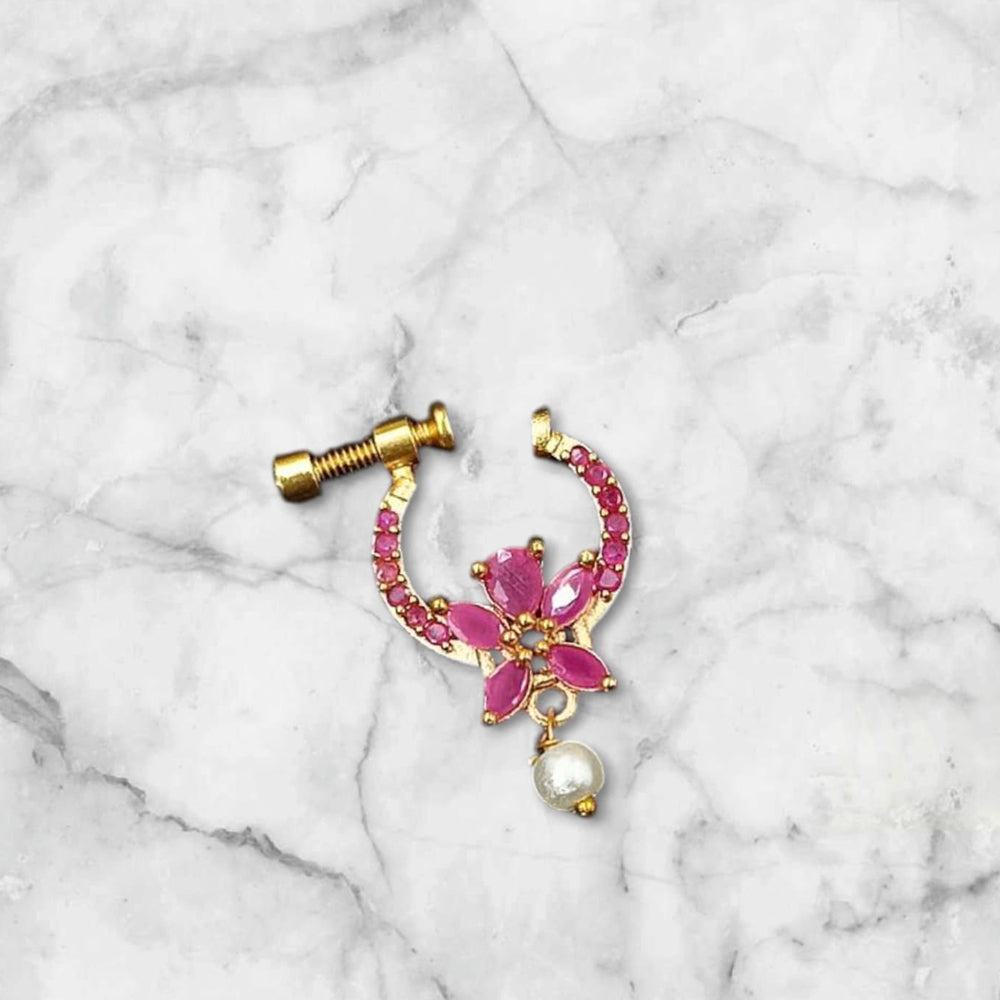 NAFJ Gold Plated Austrian Stone Nose Ring