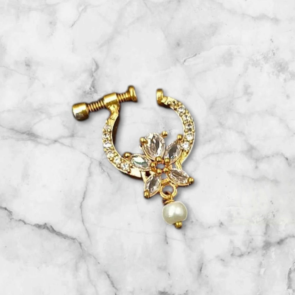 NAFJ Gold Plated Austrian Stone Nose Ring
