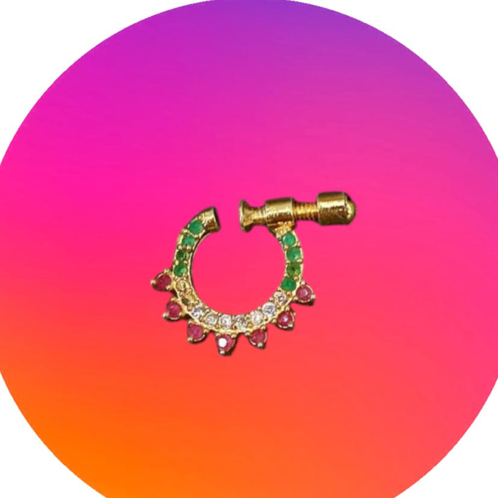 NAFJ Gold Plated Austrian Stone Nose Ring