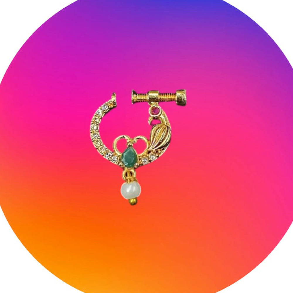 NAFJ Gold Plated Austrian Stone Nose Ring