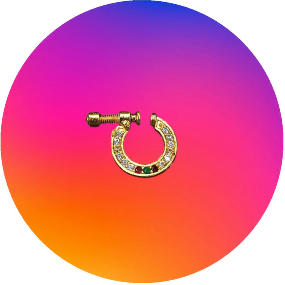 NAFJ Gold Plated Austrian Stone Nose Ring