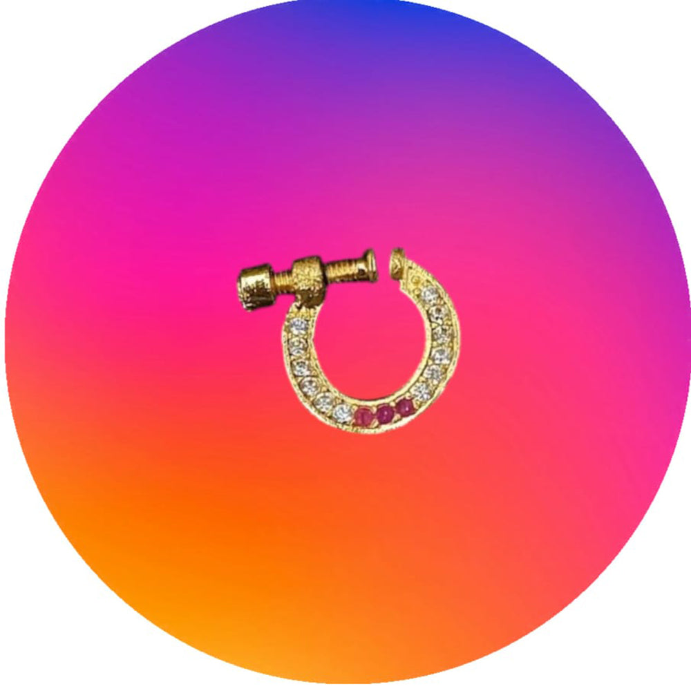 NAFJ Gold Plated Austrian Stone Nose Ring