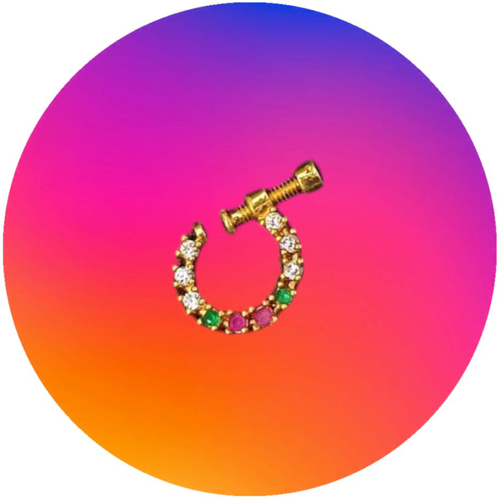 NAFJ Gold Plated Austrian Stone Nose Ring