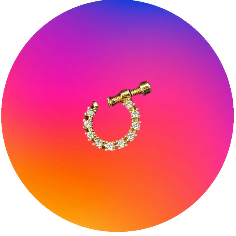 NAFJ Gold Plated Austrian Stone Nose Ring